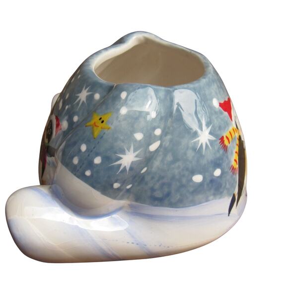 APPLETREE BEAR COOKIE JAR BEARY MERRY CHRISTMAS SNOWFLAKE SNOWMAN - Picture 3 of 9